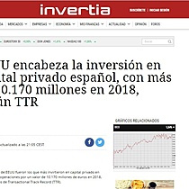 EEUU encabeza la inversin en capital privado espaol, con ms de 10.170 millones en 2018, segn TTR